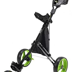 KVV Foldable Lightweight 3 Wheel Golf Cart with Stylish Scorecard Holder, Storage Bag