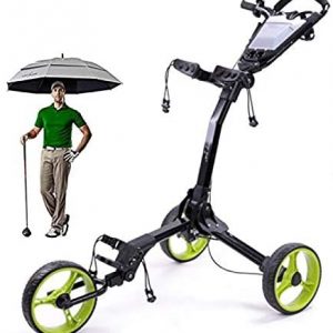YAOJIA Golf carts 3 Wheel Hand Push Golf Cart | Lightweight Foldable Golf Trolley with Cup Holder, Score Board Golf Push cart