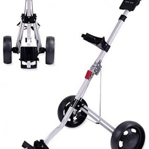 How True 2 Wheel Foldable Golf Push Cart Collapsible Golf Trolley Push Pull Golf Cart(59″ x 28″ x 40″) Golf Hand Cart 2 Wheel Kids Golf cart Golf Bag cart Men’s Golf Gifts