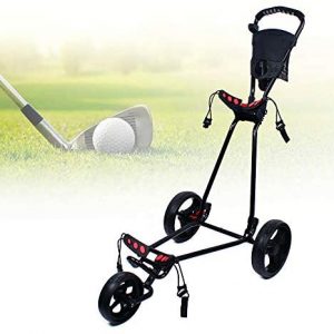 DYRABREST Foldable Golf Push Cart, 3 Wheels Hand Cart Easy Push and Pull Cart Trolley with Mesh Bag and Scoreboard Holder Quick Open and Close Light Weight