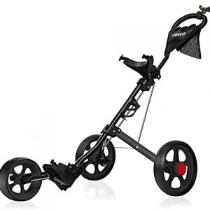 JANUS Golf Push Cart, Golf cart for Golf Clubs, Golf Pull cart for Golf Bag, Golf Push carts 3 Wheel Folding, Golf Accessories for Men Women/Kids Practice and Game