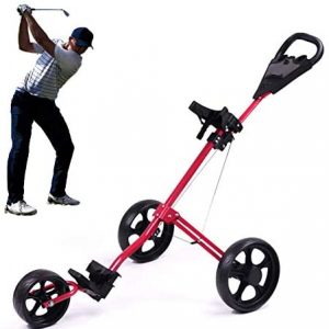 FXQIN Lightweight Foldable Golf Trolley, Golf Push Cart with Adjustable Push Handle, Foot Brake, and Scorecard, 2 Wheel Push Pull Golf Cart,ONE Second to Open & Close