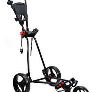 NICE CHOOSE Golf Push Cart, 3 Wheel Folding Golf Walking Pull Cart Trolley Golf Bag Holder with Scorecard, Drink, Umbrella & Cup Storage Holder