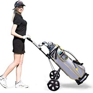 HOHO Golf Pull Push Cart, 2 Wheel Folding Golf Trolley with Scorecard | Simple Portable Foldable 360° Swivel Trolley with Contoured Bottom & Adjustable Bag Strap for Men Women