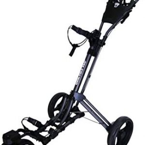 Qwik-Fold 360 Swivel 3 Wheel Push Pull Golf Cart with 360 Rotating Front Wheel, One Second to Open and Close Folding Cart, Collapsible Cart
