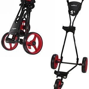 Caddymatic Golf Continental 3 Wheel Folding Golf Push/Pull Cart Black/Red