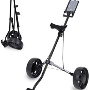 Uniking Golf Push Pull Cart – Lightweight Collapsible 3 Wheels Golf Push Cart, Golf Trolley w/Storage Bag, Cup Holder, Score Count Board, Golf Cart Holds 2 Golf Balls, 4 Tees and a Pencil