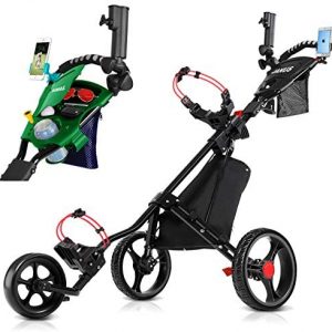 JANUS Golf Push Cart, Golf cart for Golf Clubs, Golf Pull cart for Golf Bag, Golf Push carts 3 Wheel Folding, Golf Accessories for Men Women/Kids Practice and Game
