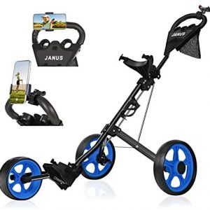 JANUS Golf Push Cart, Golf cart for Golf Clubs, Golf Pull cart for Golf Bag, Golf Push carts 3 Wheel Folding, Golf Accessories for Men Women/Kids Practice and Game