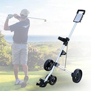4 Wheel Golf Push Pull Cart, Foldable Lightweight Caddy Golf Push Cart Collapsible Golf Pull Trolley with Scorecard Holder