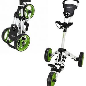 Caddymatic Golf X-Lite One-Click Folding Pull/Push Golf Cart White/Green