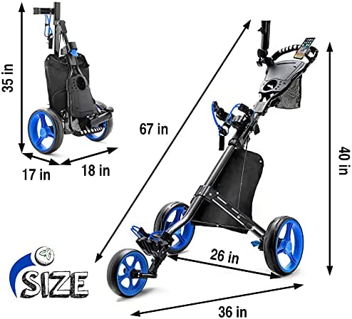 HINXIETIE Golf Push Carts, 3 Wheel Golf Carts, Foldable Golf Carts with Foot Brake, Lightweight Golf Pull Carts with Phone Holder, Umbrella Holder, Cup Holder, Scoreboard Holder for Golf Bags 7 HINXIETIE Golf Push Carts, 3 Wheel Golf Carts, Foldable Golf Carts with Foot Brake, Lightweight Golf Pull Carts with Phone Holder, Umbrella Holder, Cup Holder, Scoreboard Holder for Golf Bags - Image 7