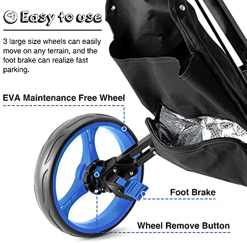 HINXIETIE Golf Push Carts, 3 Wheel Golf Carts, Foldable Golf Carts with Foot Brake, Lightweight Golf Pull Carts with Phone Holder, Umbrella Holder, Cup Holder, Scoreboard Holder for Golf Bags 5 HINXIETIE Golf Push Carts, 3 Wheel Golf Carts, Foldable Golf Carts with Foot Brake, Lightweight Golf Pull Carts with Phone Holder, Umbrella Holder, Cup Holder, Scoreboard Holder for Golf Bags - Image 5