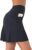 PERSIT Womens’s Pleated Athletic Golf High Wasited Tennis Skirt Running Skorts with 2 Side Pockets & Back Zip Card Pocket