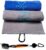 Ralch Wysom 2Packs Golf Towels for Golf Bags with Carabiner Clip Brush for Men Women, Waffle Microfiber Fabric Grey/Blue Sport Travel Accessories for Ball Clean Wiping Sweat,Size16 x24